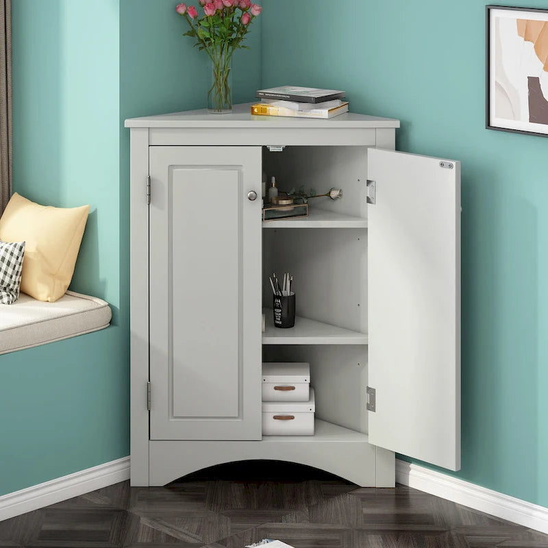 Meuble de rangement de salle de bain avec étagères réglables Meuble bas autoportant – 43,7L x 43,7l x 80H cm