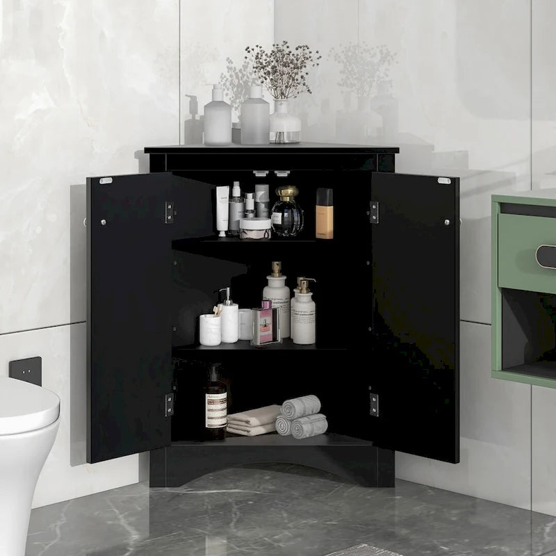 Meuble de rangement de salle de bain avec étagères réglables Meuble bas autoportant – 43,7L x 43,7l x 80H cm