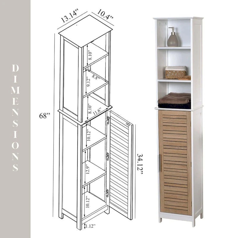 Armoire de rangement haute de salle de bain Stockholm Tour de rangement étroite pour linge – 13 7/8L x 10.4l x 68H