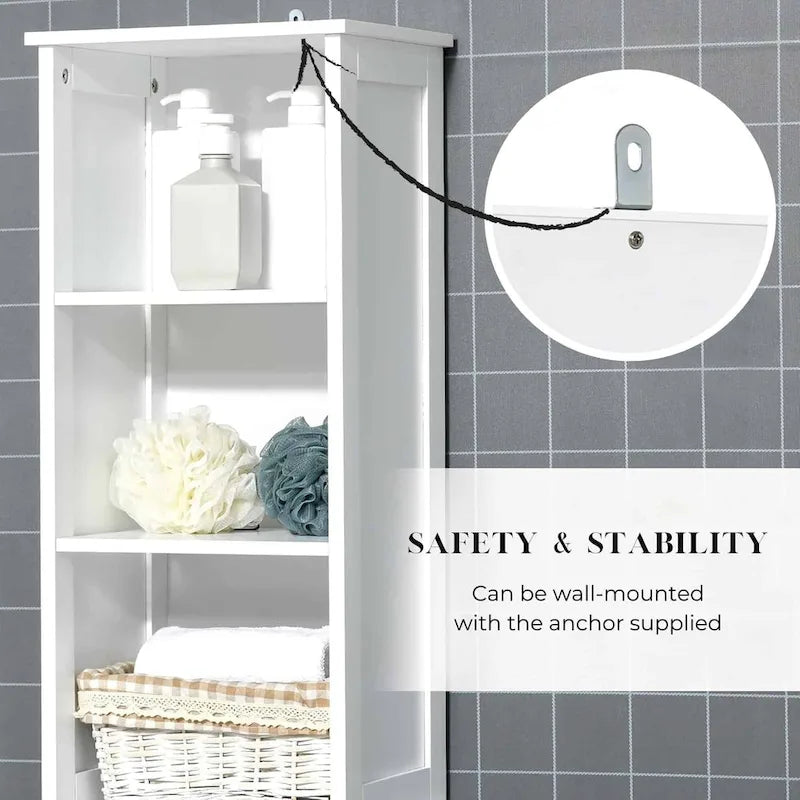 Armoire de rangement haute de salle de bain Stockholm Tour de rangement étroite pour linge – 13 7/8L x 10.4l x 68H