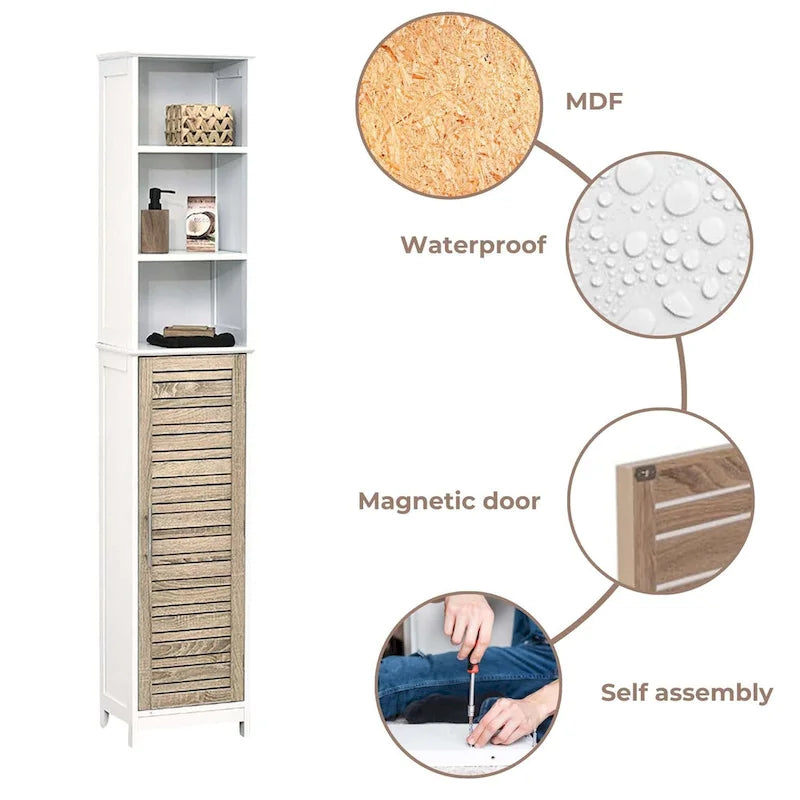 Armoire de rangement haute de salle de bain Stockholm Tour de rangement étroite pour linge – 13 7/8L x 10.4l x 68H