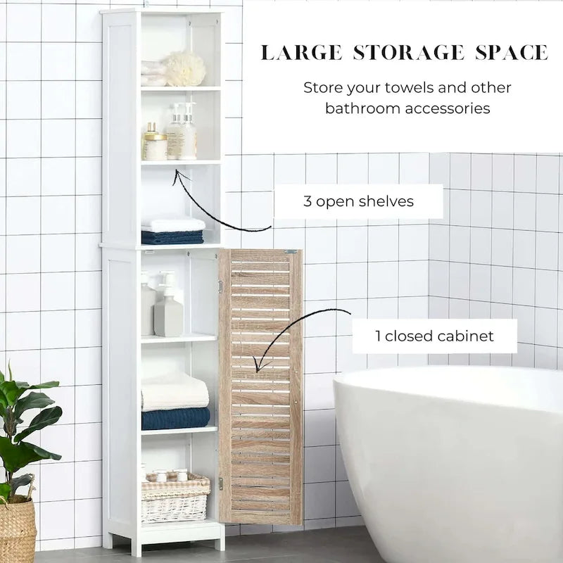 Armoire de rangement haute de salle de bain Stockholm Tour de rangement étroite pour linge – 13 7/8L x 10.4l x 68H