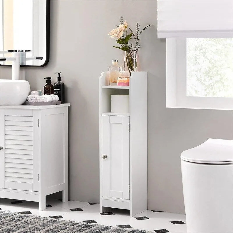Meuble de rangement d'angle au sol pour petite salle de bain