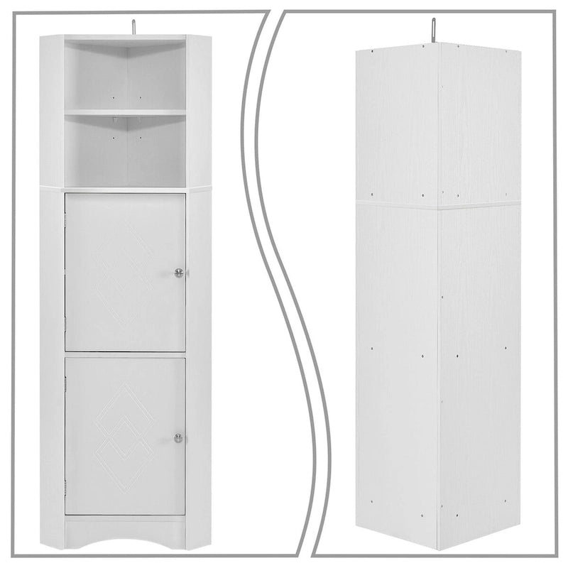 Meuble de rangement haut d'angle de salle de bain moderne en bois avec poignées métalliques