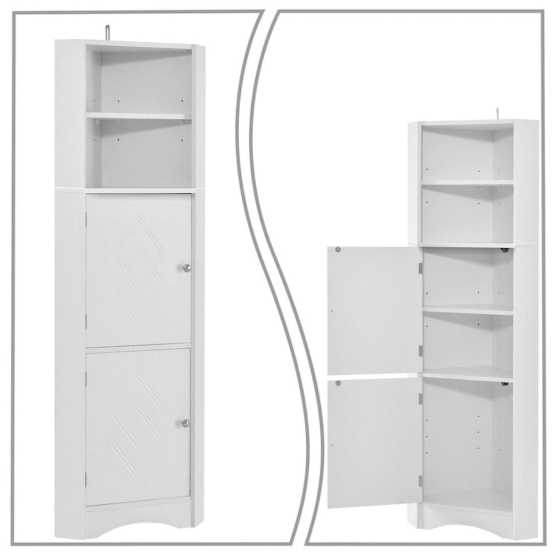 Meuble de rangement haut d'angle de salle de bain moderne en bois avec poignées métalliques