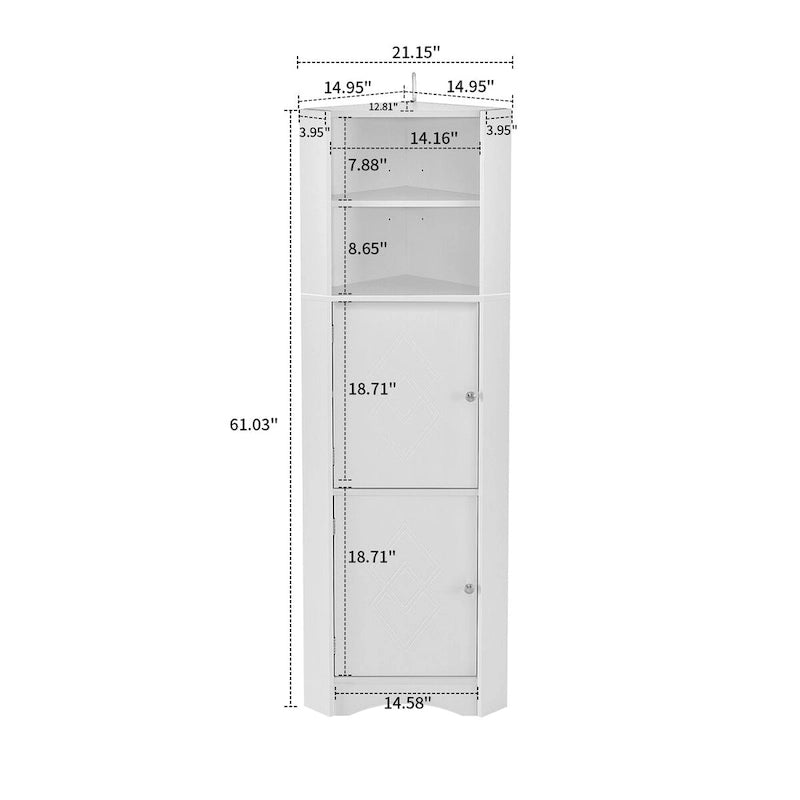 Meuble de rangement haut d'angle de salle de bain moderne en bois avec poignées métalliques