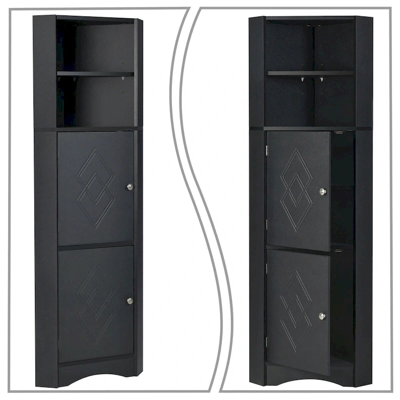 Meuble de rangement haut d'angle de salle de bain moderne en bois avec poignées métalliques