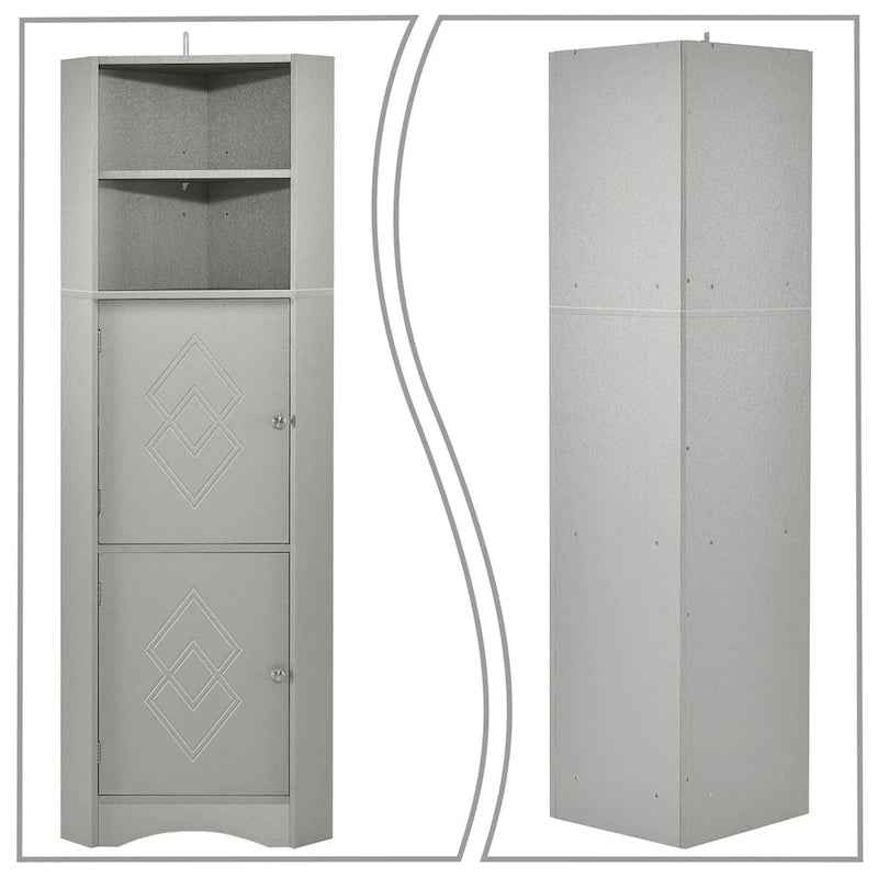 Meuble de rangement haut d'angle de salle de bain moderne en bois avec poignées métalliques