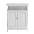 Meuble de rangement de salle de bain blanc sur pied avec portes persiennes doubles