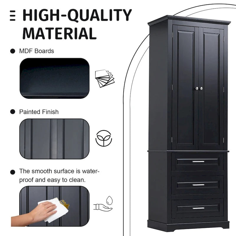 Meuble de rangement haut à trois tiroirs pour salle de bain/bureau