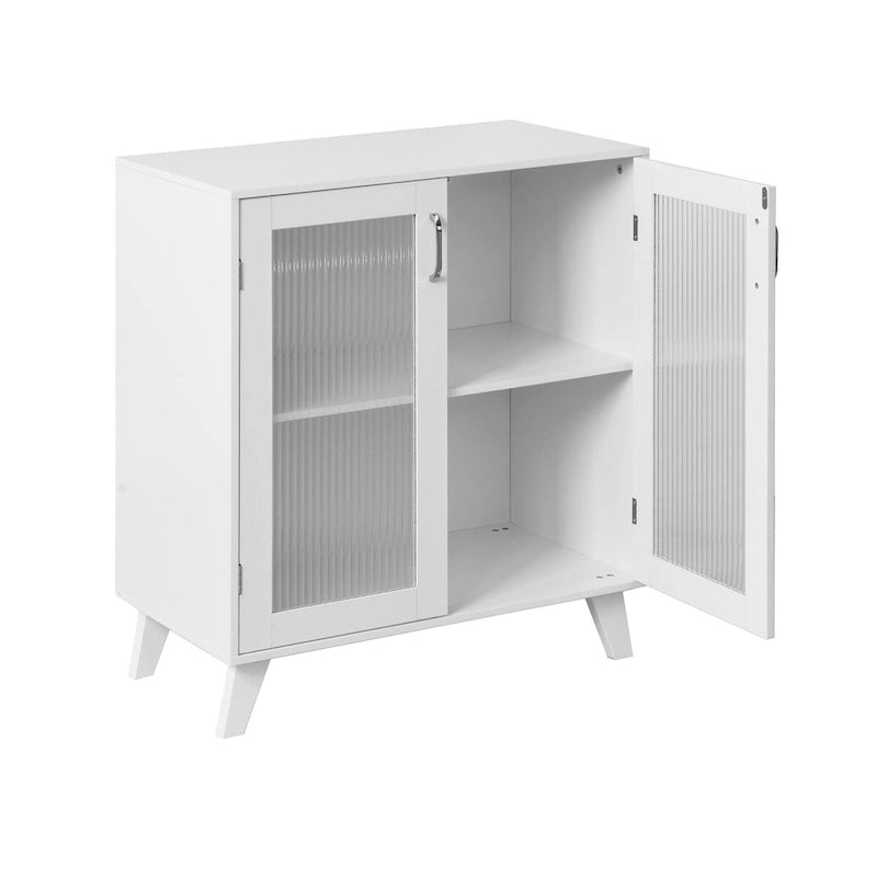 Meuble de rangement de salle de bain moderne avec 2 portes vitrées