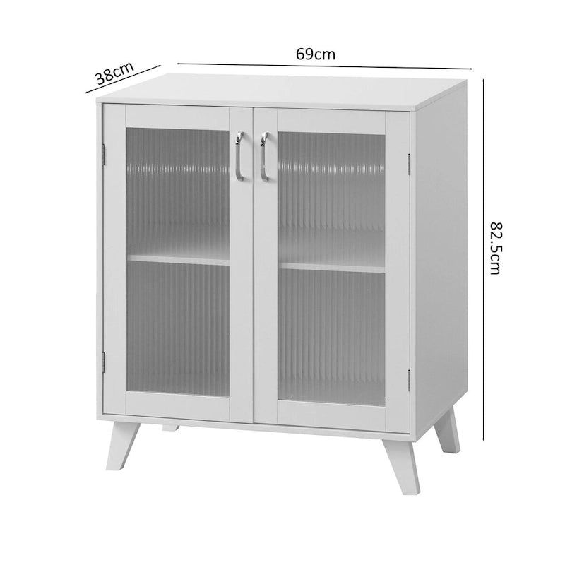Meuble de rangement de salle de bain moderne avec 2 portes vitrées