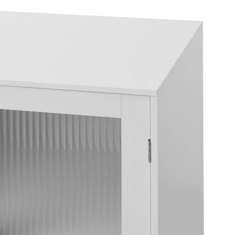Meuble de rangement de salle de bain moderne avec 2 portes vitrées