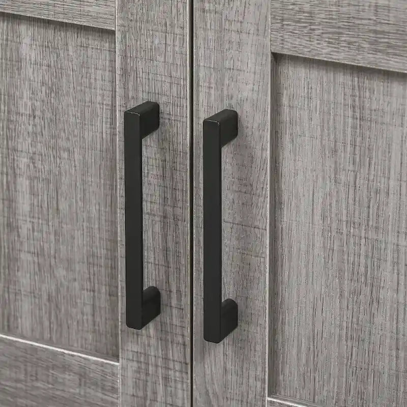 Meuble de rangement sous lavabo sur pied, meuble de salle de bain sous lavabo avec 2 portes et étagère ouverte, meuble-lavabo, gris