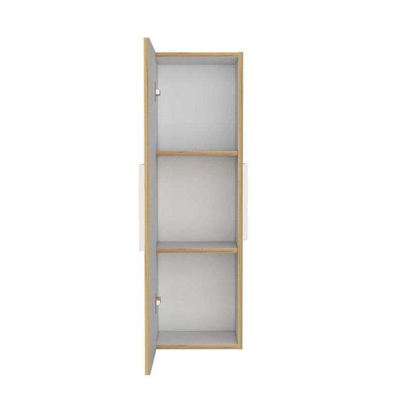 Armoire à pharmacie Artic, trois étagères, porte simple, finition blanc/chêne clair