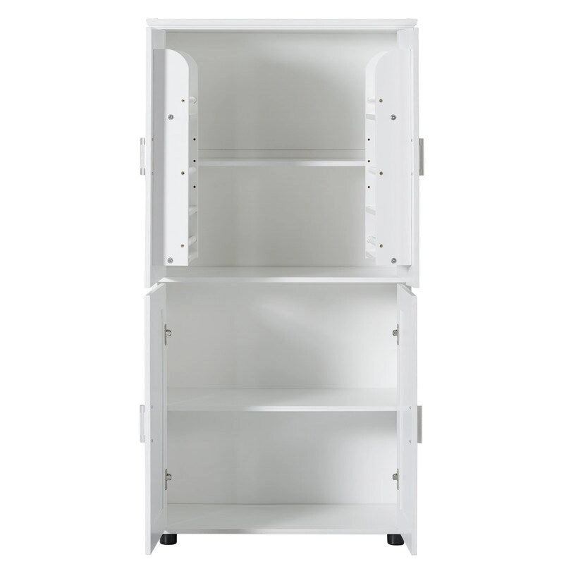 Meuble de rangement de salle de bain autoportant avec 4 portes et étagères réglables