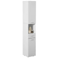 Meuble d'angle fin de 181,6 cm de haut avec 2 portes, 1 tiroir, armoire de toilette autoportante