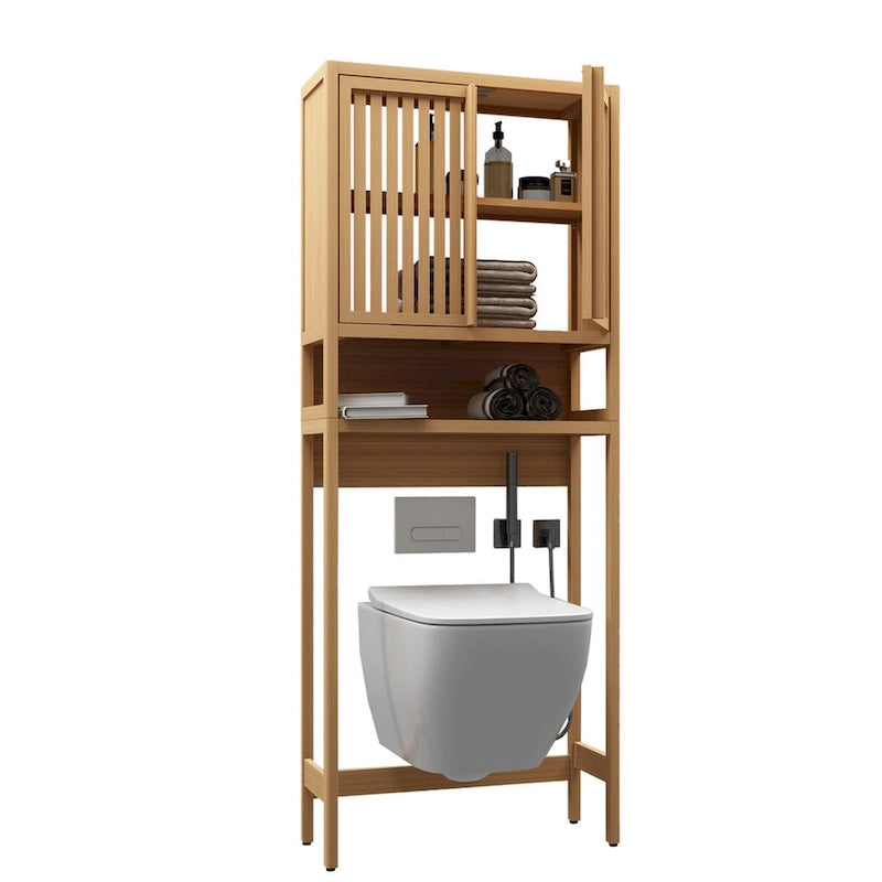 Étagère de rangement de toilette naturelle pour salle de bain indépendante
