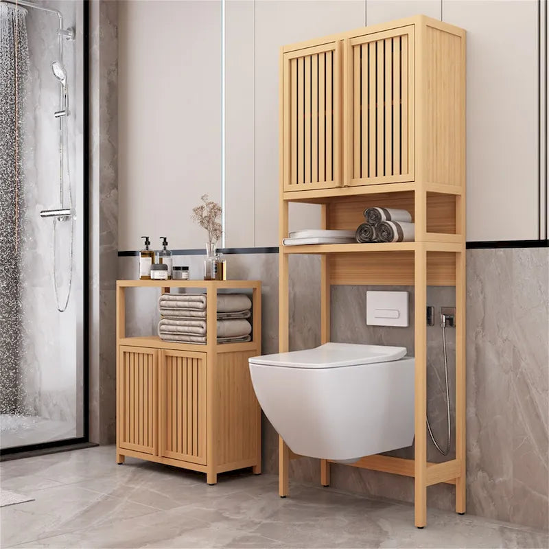 Étagère de rangement de toilette naturelle pour salle de bain indépendante