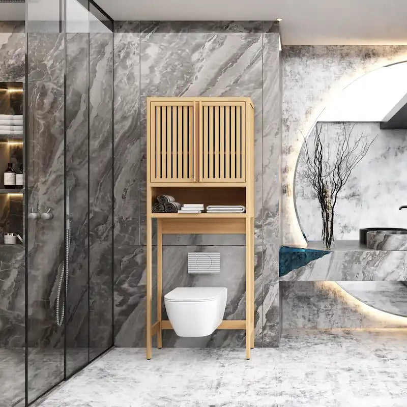 Étagère de rangement de toilette naturelle pour salle de bain indépendante