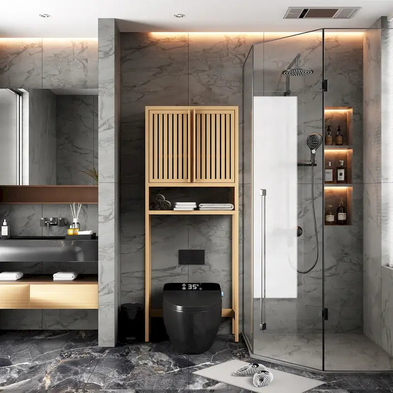 Étagère de rangement de toilette naturelle pour salle de bain indépendante