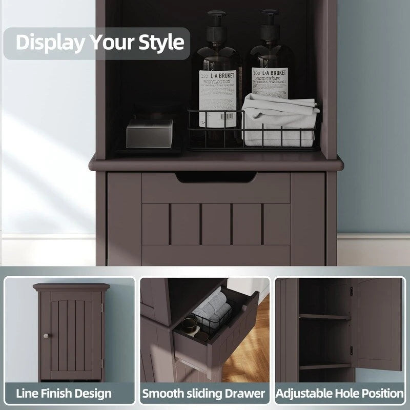 Meuble de Rangement Salle de Bain Haut 67 - 11,81P x 15,7L x 66,9H