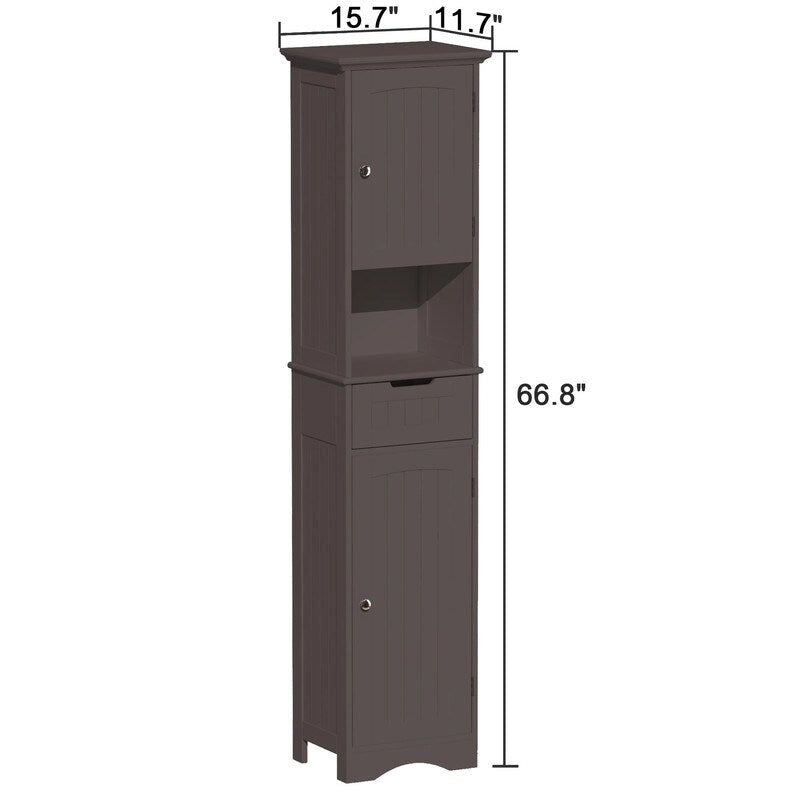 Meuble de Rangement Salle de Bain Haut 67 - 11,81P x 15,7L x 66,9H