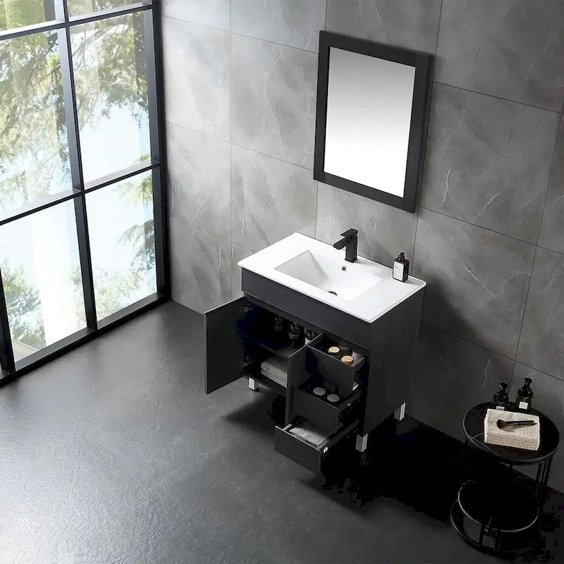 Meuble-lavabo noir en MDF de 32 pouces avec évier - 32*32*20.4