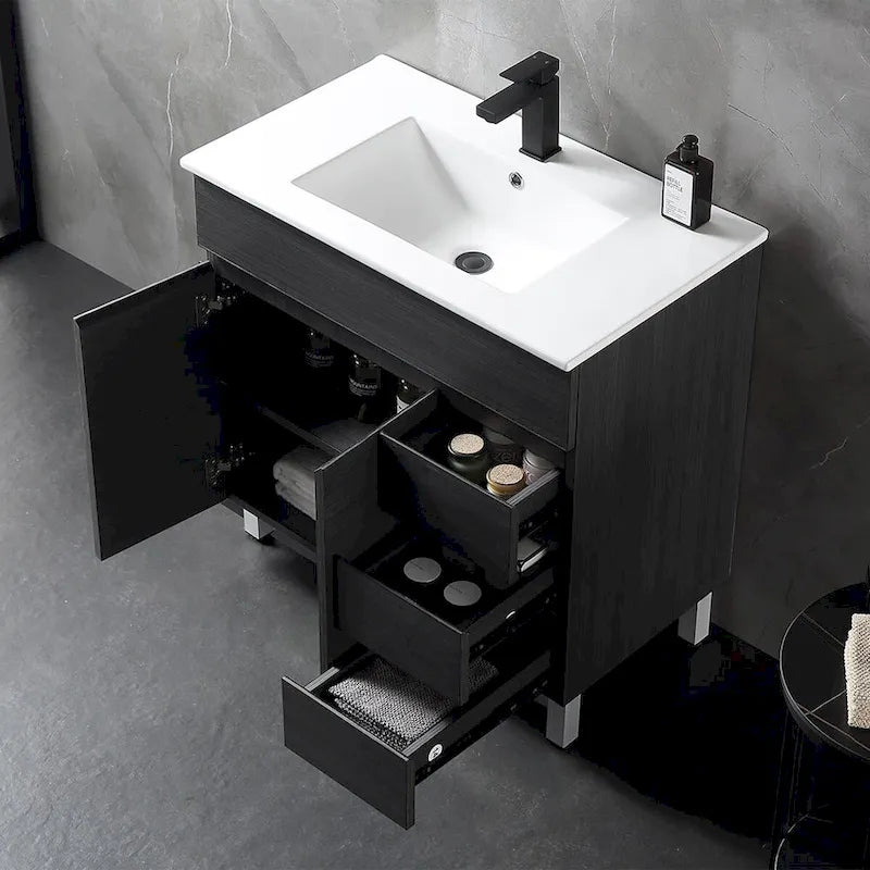Meuble-lavabo noir en MDF de 32 pouces avec évier - 32*32*20.4
