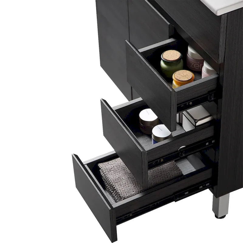 Meuble-lavabo noir en MDF de 32 pouces avec évier - 32*32*20.4