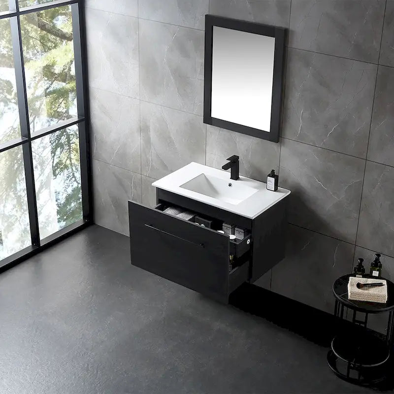 Meuble-lavabo noir en MDF de 32 pouces avec évier - 32*32*20.4