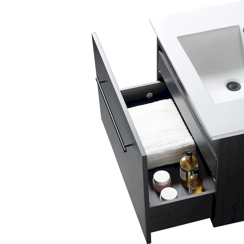 Meuble-lavabo noir en MDF de 32 pouces avec évier - 32*32*20.4