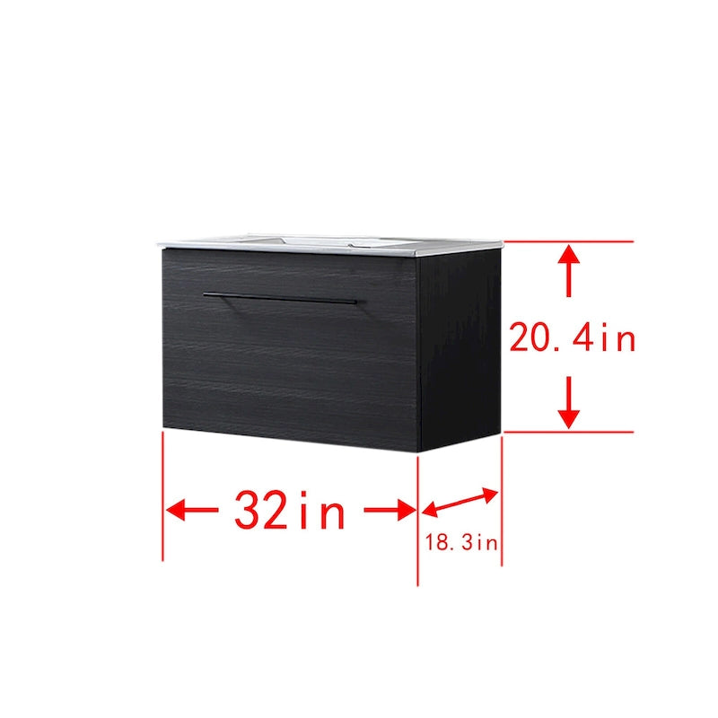 Meuble-lavabo noir en MDF de 32 pouces avec évier - 32*32*20.4