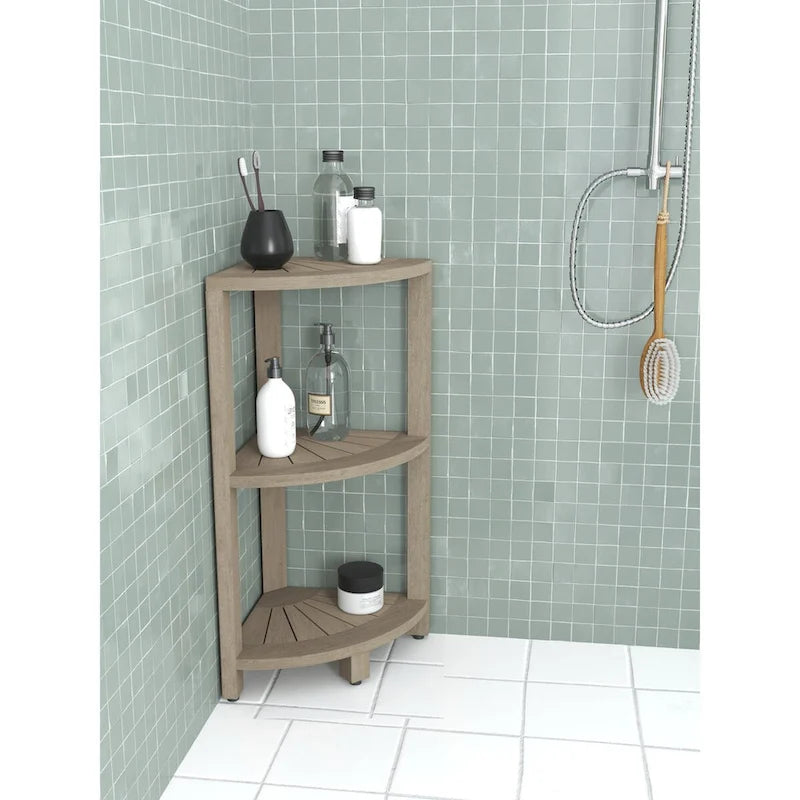 Étagère de Douche d'Angle 3 Niveaux en Teck Kai