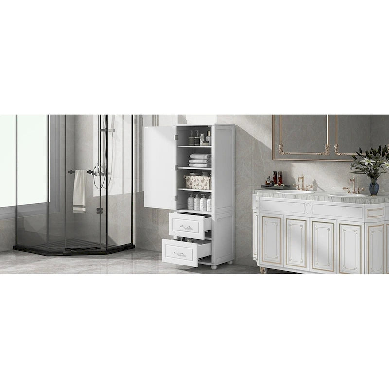 Meuble haut de rangement de salle de bain avec deux tiroirs et une étagère réglable