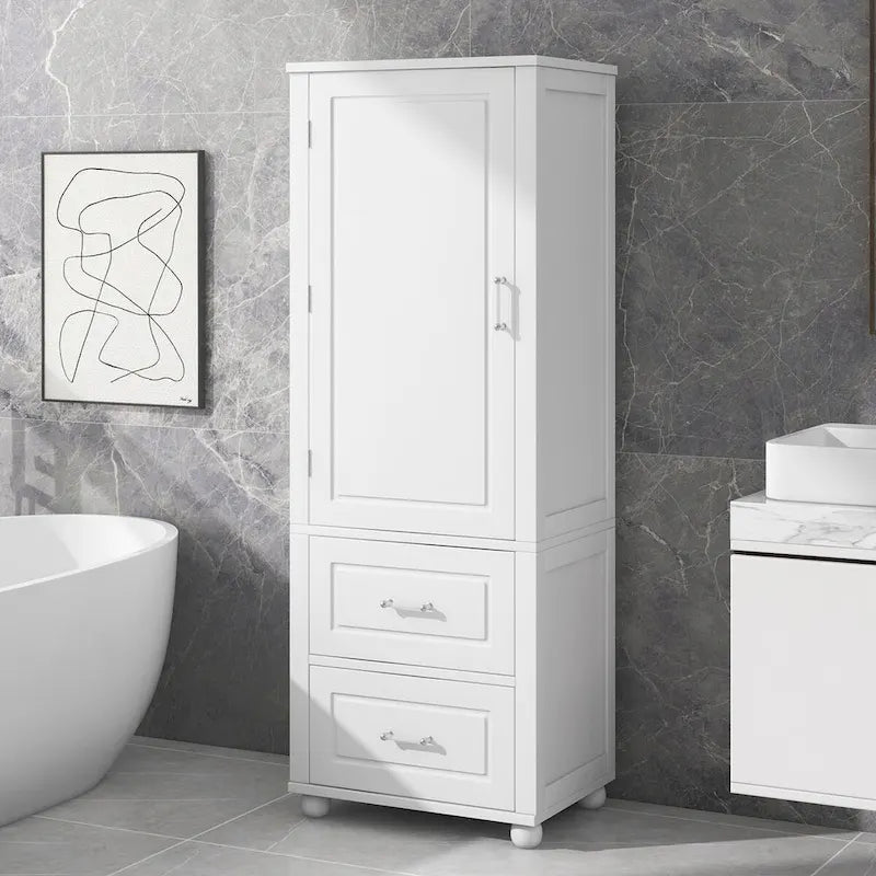 Meuble haut de rangement de salle de bain avec deux tiroirs et une étagère réglable