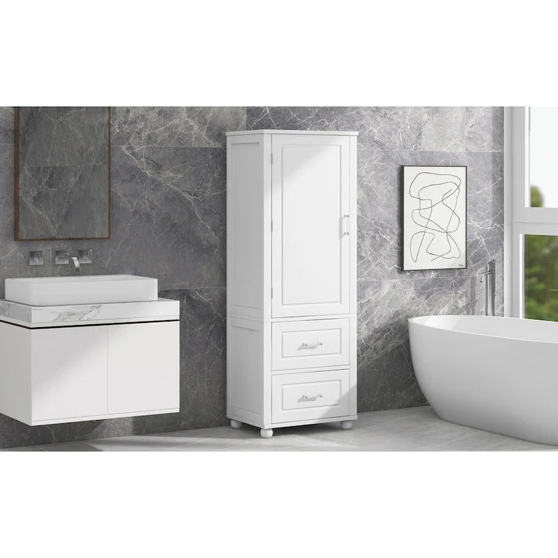 Meuble haut de rangement de salle de bain avec deux tiroirs et une étagère réglable