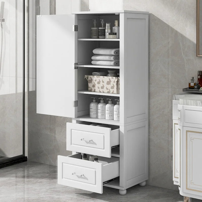 Meuble haut de rangement de salle de bain avec deux tiroirs et une étagère réglable
