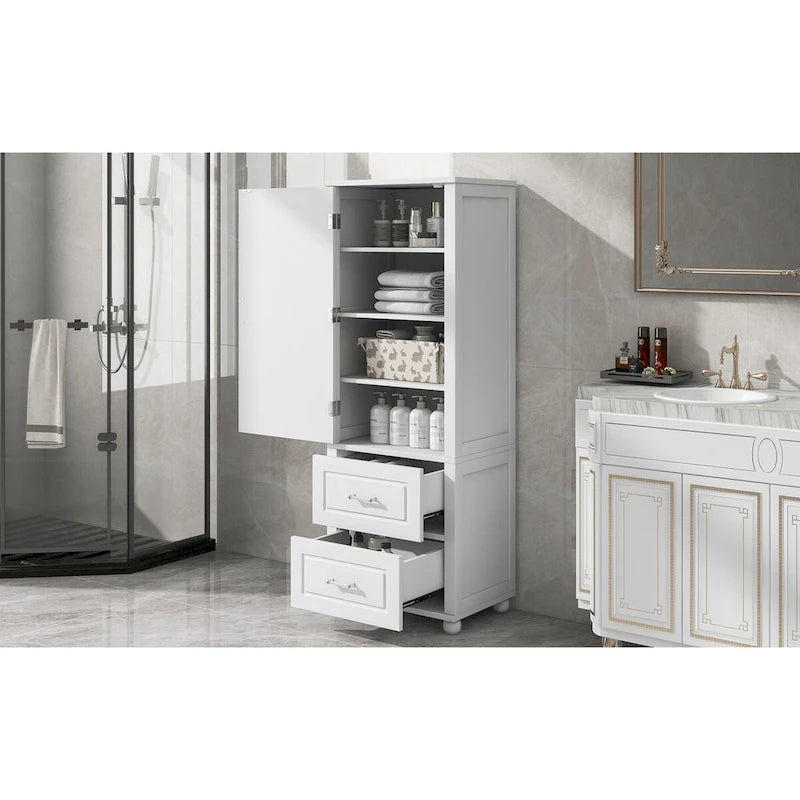 Meuble haut de rangement de salle de bain avec deux tiroirs et une étagère réglable
