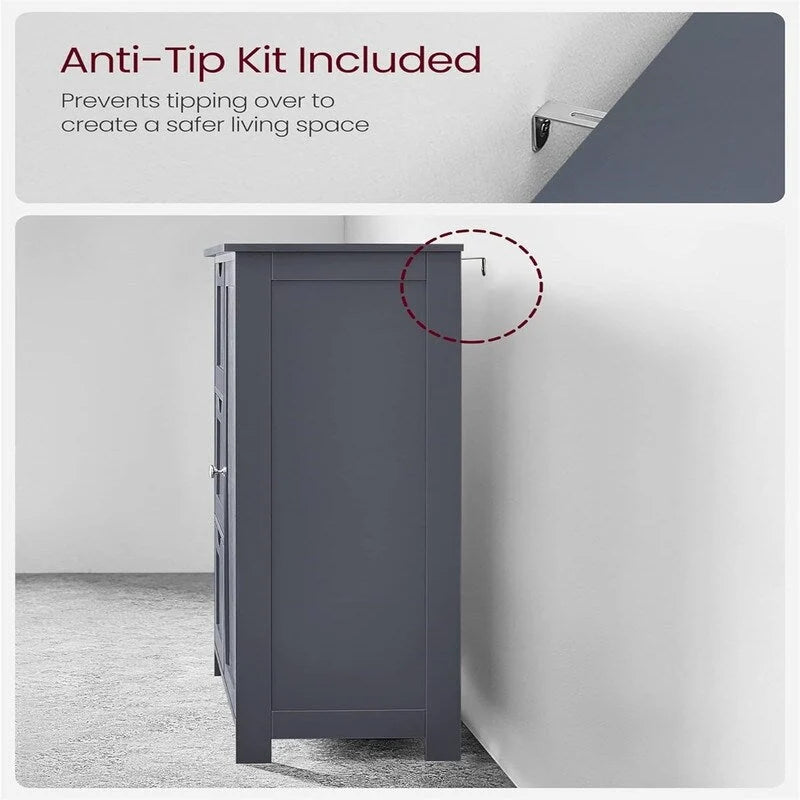 Meuble de rangement au sol pour salle de bain, meuble de rangement de salle de bain avec 3 tiroirs - 30P x 60l x 80H