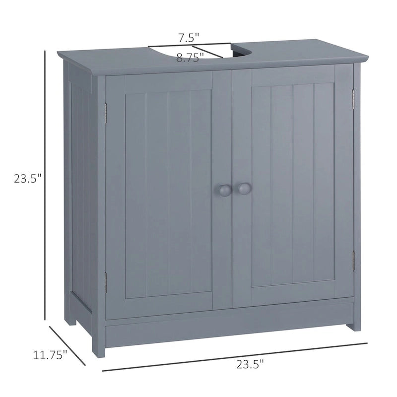 Meuble sous lavabo de salle de bain avec 2 portes et étagère