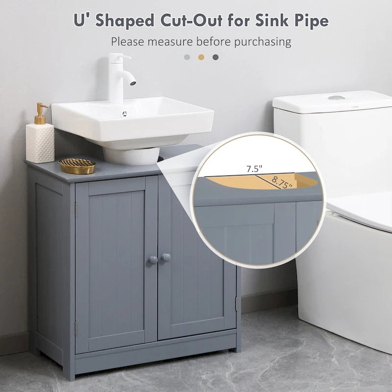 Meuble sous lavabo de salle de bain avec 2 portes et étagère