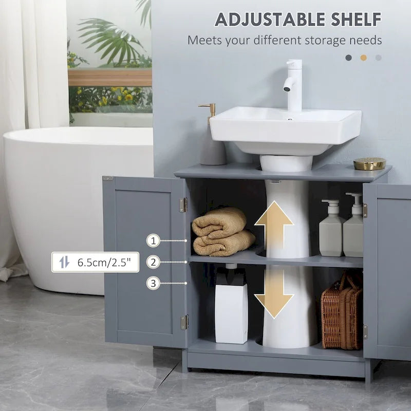 Meuble sous lavabo de salle de bain avec 2 portes et étagère