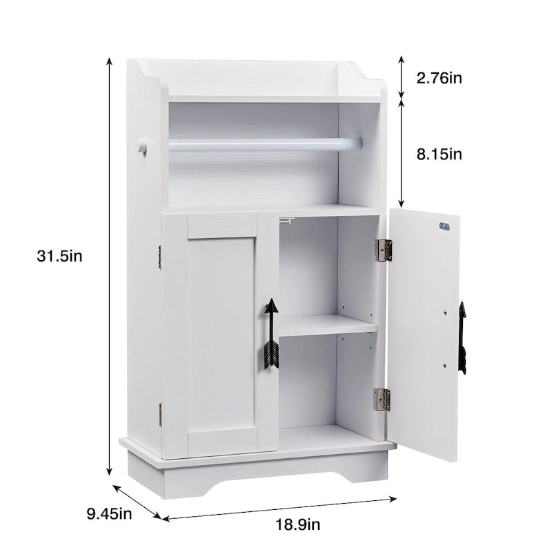 Javlego Meuble de Rangement Salle de Bain, Meuble Bas en Bois avec 2 Portes et Porte-Rouleau de Papier Toilette, Étagère Réglable