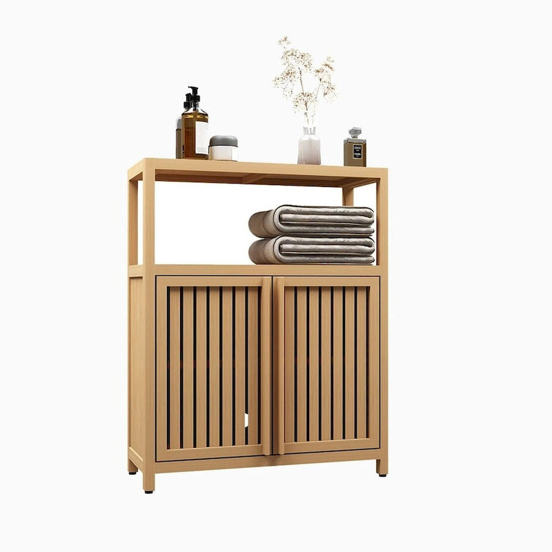 Meuble de rangement de salle de bain en bambou assorti