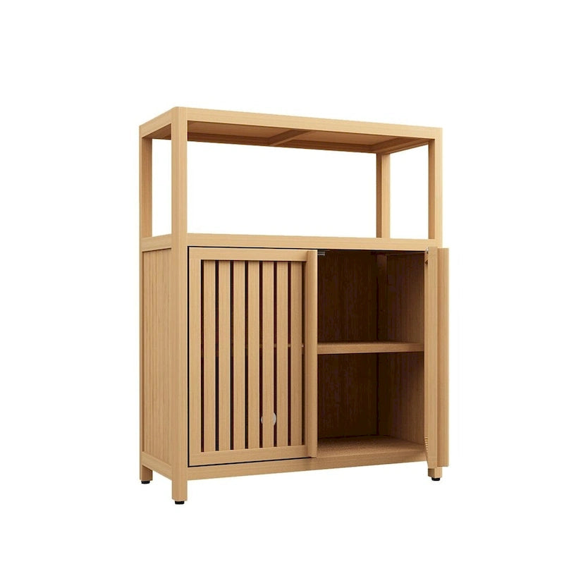 Meuble de rangement de salle de bain en bambou assorti