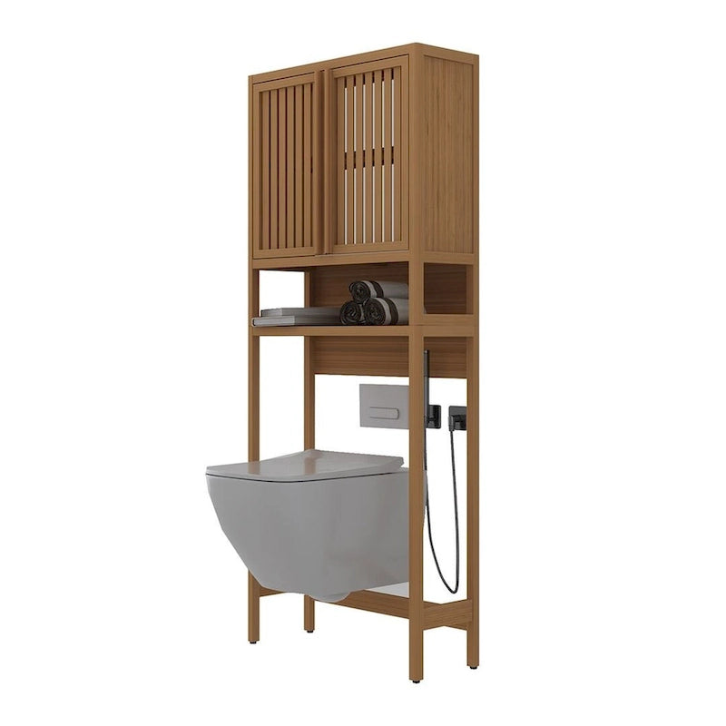 Meuble de rangement de salle de bain en bambou assorti