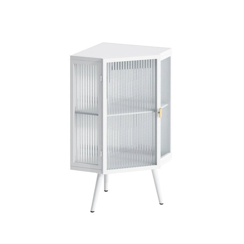 Meuble d'angle de salle de bain Grondin Modern Style 22,25 avec portes en verre trempé et étagère intérieure réglable