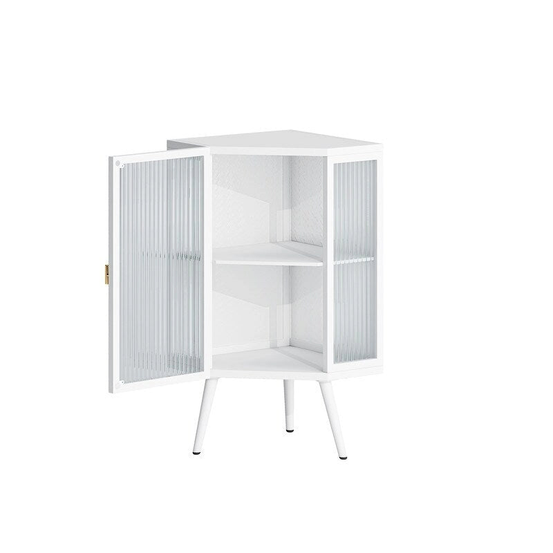 Meuble d'angle de salle de bain Grondin Modern Style 22,25 avec portes en verre trempé et étagère intérieure réglable