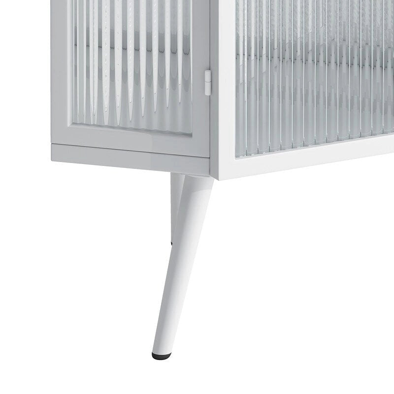 Meuble d'angle de salle de bain Grondin Modern Style 22,25 avec portes en verre trempé et étagère intérieure réglable